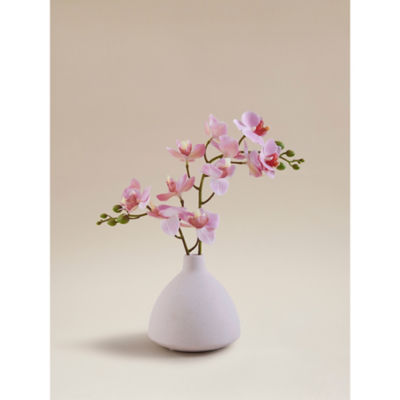 Pink Artificial Orchids in Stripe Vase