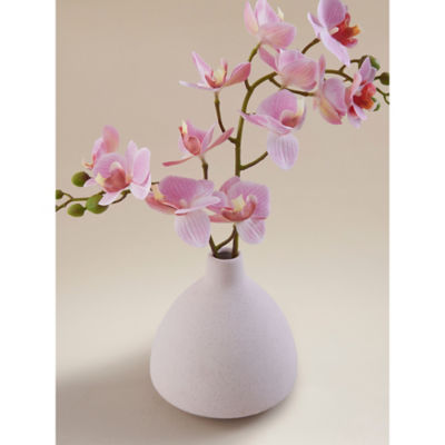 Pink Artificial Orchids in Stripe Vase thumbnail 3