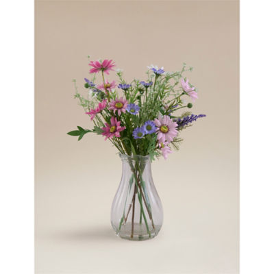 Artificial Spring Meadow Mix In Glass Vase thumbnail 2