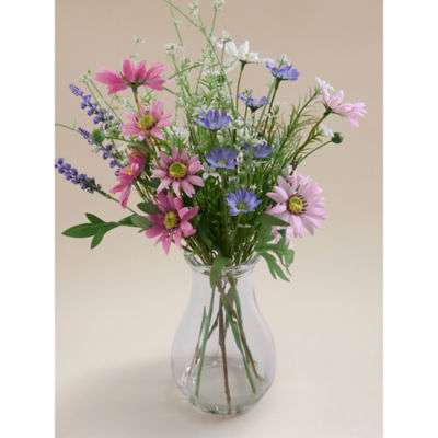 Artificial Spring Meadow Mix In Glass Vase thumbnail 3
