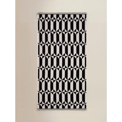 Black & White Monochrome Diamond Geometric Cotton Hand Towel thumbnail 3