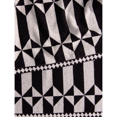 Black & White Monochrome Diamond Geometric Cotton Hand Towel thumbnail 4