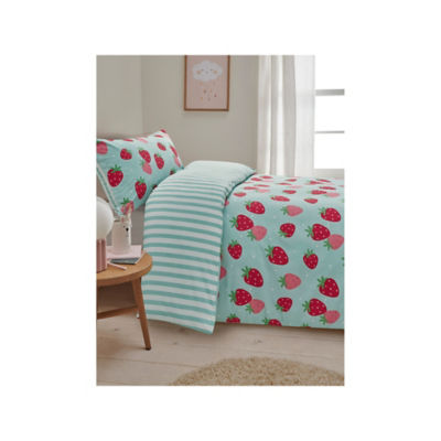 Blue Strawberry Reversible Duvet Single