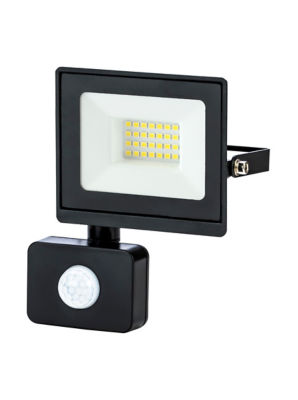 Pesaro - 20W Slimline Led Black Floodlight With Pir - Ip65 Rated