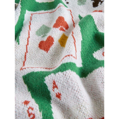 Green Knitted Playing Cards Throw 120x150 thumbnail 4