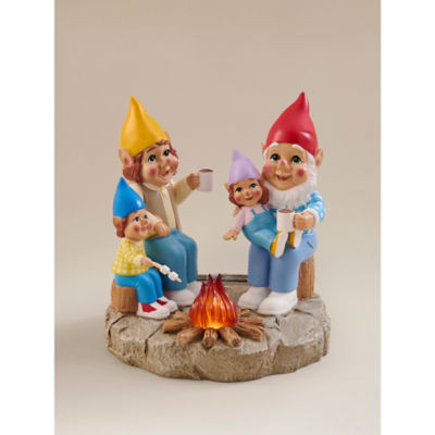 Gnome Family With Light Up Campfire