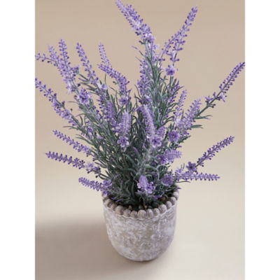 Purple Artificial Lavenders In Stone-Effect Cement Pot thumbnail 3