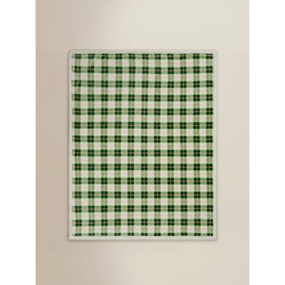 Green Spring Check Super-Soft Sherpa Throw 120x150 thumbnail 3