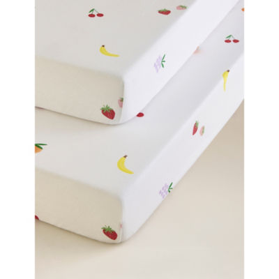 Mixed Fruit Cotton Jersey Cot Bed Fitted Sheets - Set of 2 thumbnail 2