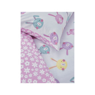 Pink & White Bunnies Reversible Cotton Duvet Set Toddler thumbnail 4