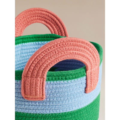 Blue & Green Striped Woven Storage Basket thumbnail 3