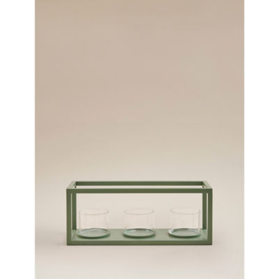 Green Three Candle Tealight Holder
