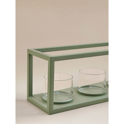 Green Three Candle Tealight Holder thumbnail 4