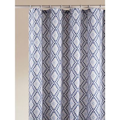 Blue Geometric Shower Curtain thumbnail 2