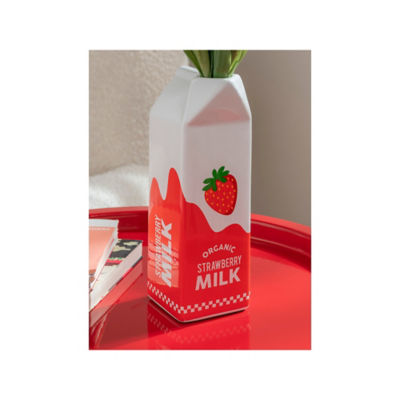 Red Artificial Tulip In Milk Carton Vase thumbnail 5