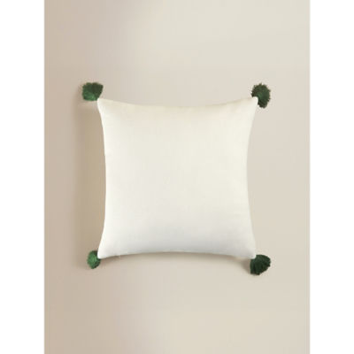 Green Textured Leaf Tassel Edge Cushion 45x45 thumbnail 3