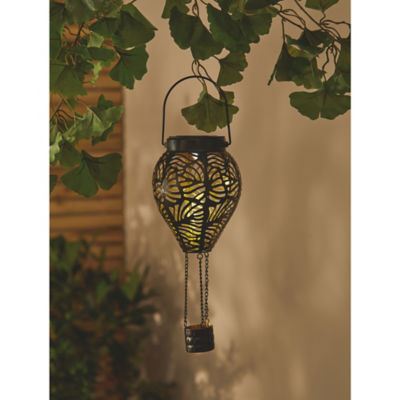 Black Metal Hot Air Balloon Solar Light