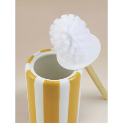 Yellow & White Striped Toilet Brush thumbnail 3