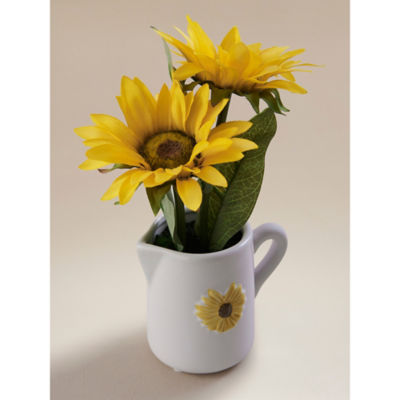 Artificial Sunflower In White Mini Jug thumbnail 3