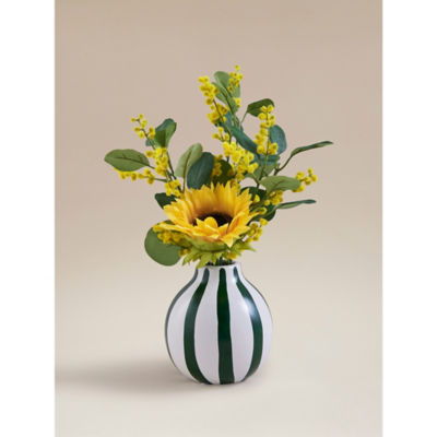 Green Artificial Sunflower In Ceramic Pot