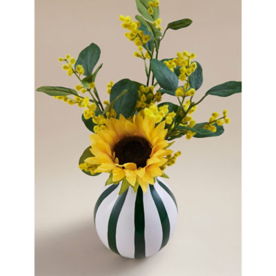 Green Artificial Sunflower In Ceramic Pot thumbnail 3