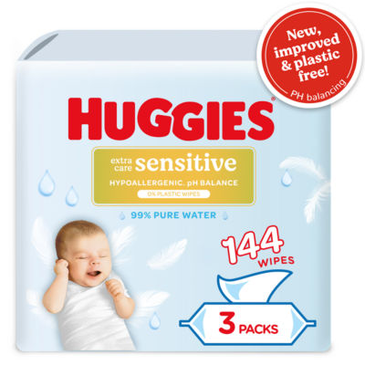 Huggies Pure Extra Care Sensitive Plastic Free Baby wipes - 3 packs of 48 wipes thumbnail 2