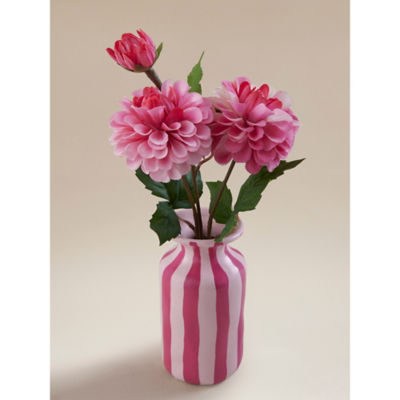 Pink Artificial Real-Touch Pom-Pom In Ceramic Pot thumbnail 3