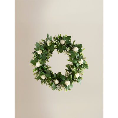 Topiary White Rose Wreath thumbnail 2