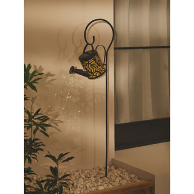 Black Watering Can Solar Stake Light