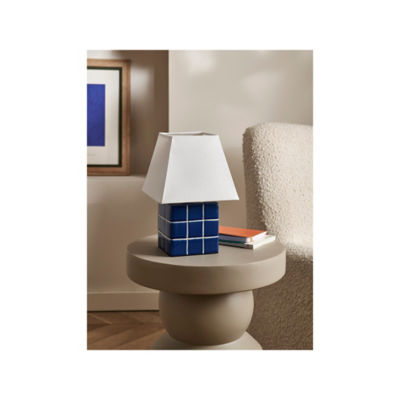 Blue Checkerboard Battery Lamp