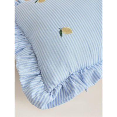 Stacey Solomon Blue & White Lemon Frill Cushion thumbnail 4