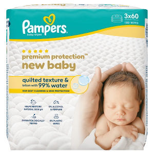 Premium Protection New Baby Wipes Plastic Free, 180 Baby Wet Wipes