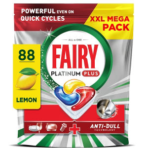 Fairy Platinum Plus All In One XL Mega Pack Lemon 88 Dishwasher Tablets 1365g