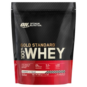 100% Gold Standard Whey Protein Powder Cookies & Cream 15 servings 480g thumbnail 2