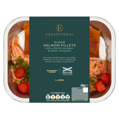 Scottish Salmon Fillets with a Charred Red Pepper & Tomato Vinaigrette 330g