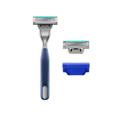 Plus Men's Razor Blades - 1 Metal Razor Handle + 1 Blade Cartridge - Tide - Advanced Pivoting System thumbnail 3