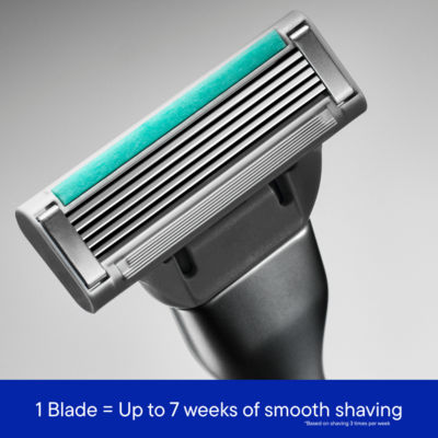 Plus Men's Razor Blades - 1 Metal Razor Handle + 1 Blade Cartridge - Tide - Advanced Pivoting System thumbnail 4