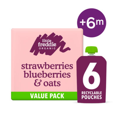 Organic Strawberries, Blueberries & Oats 1 +6m Smooth 6 x 100g (600g)