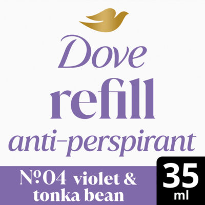 Dove No4 Violet & Tonka Bean 72h Antiperspirant Deodorant Refill Pack 35ml