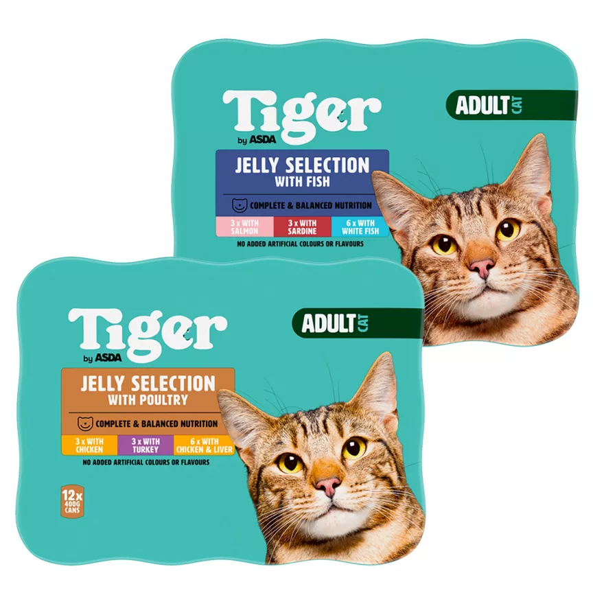 ASDA Tiger Fish Selection & Meat Favourites Cat Food Tins x24 Bundle