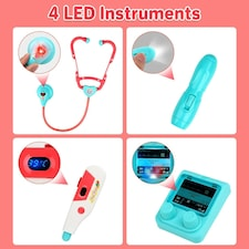 Doctor Kit for Kids – 20-Piece Educational Medical Station Trolley Playset with Sounds & Accessories (Coral) thumbnail 8