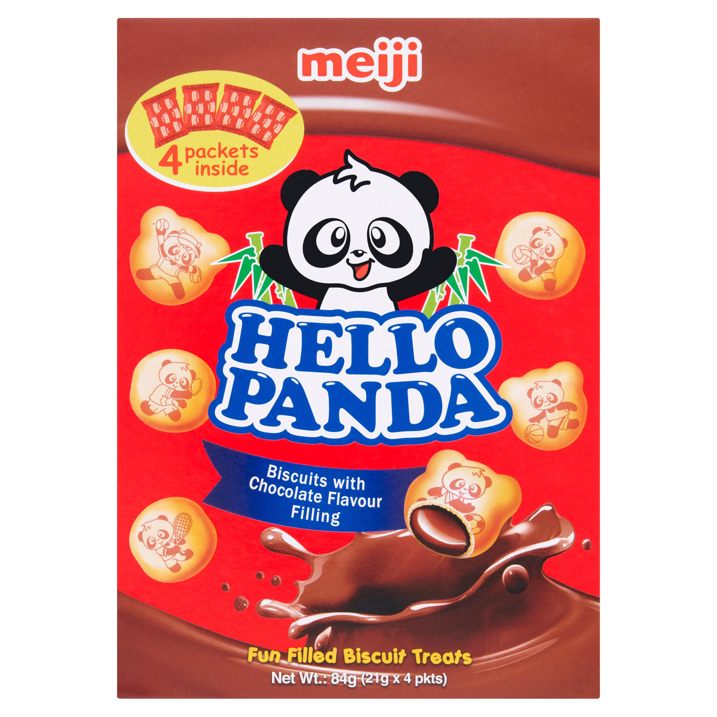 Meiji Hello Panda Biscuits with Chocolate Flavour Filling 4 x 21g (84g)