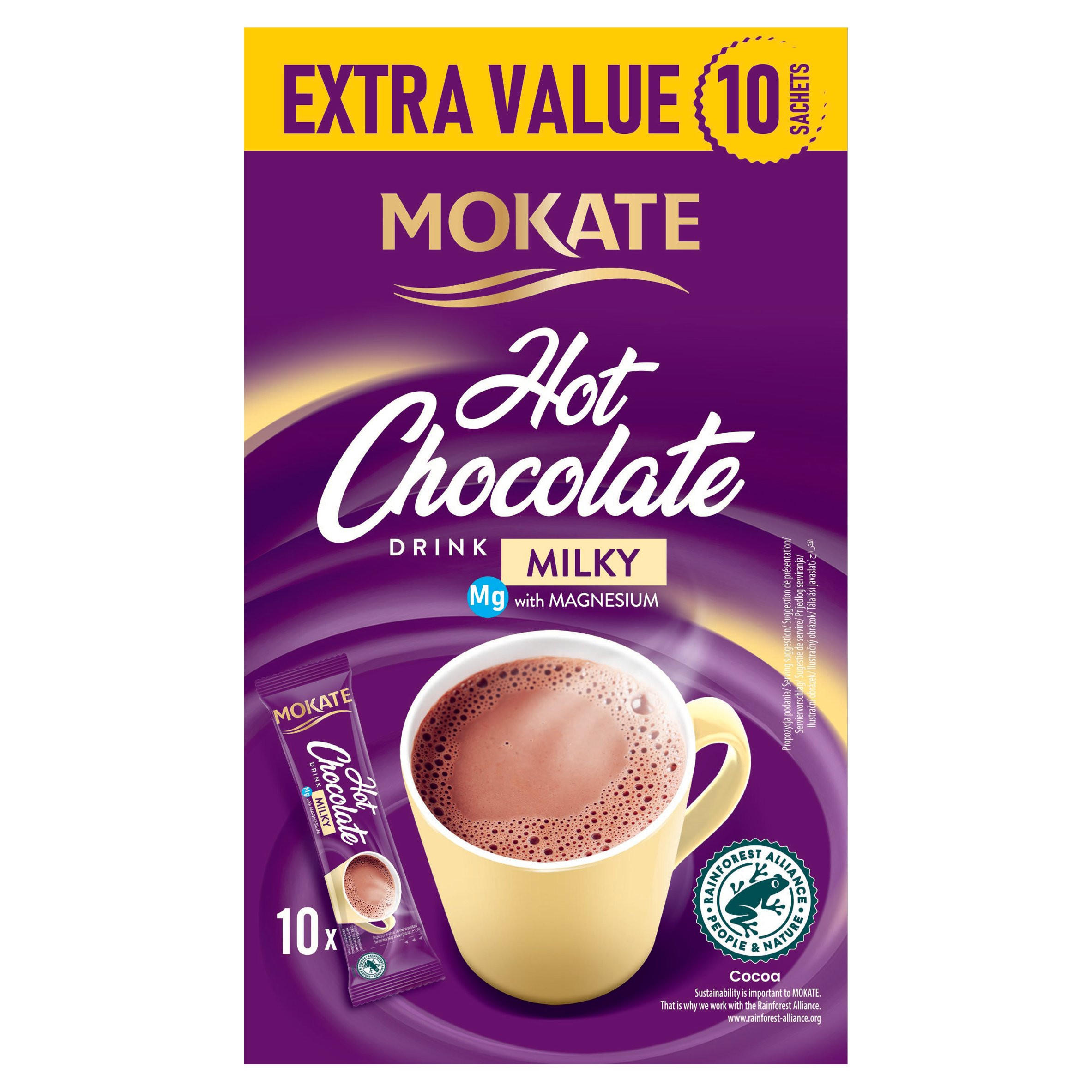 Mokate Hot Chocolate Drink Milky with Magnesium 10 x 18g (180g)