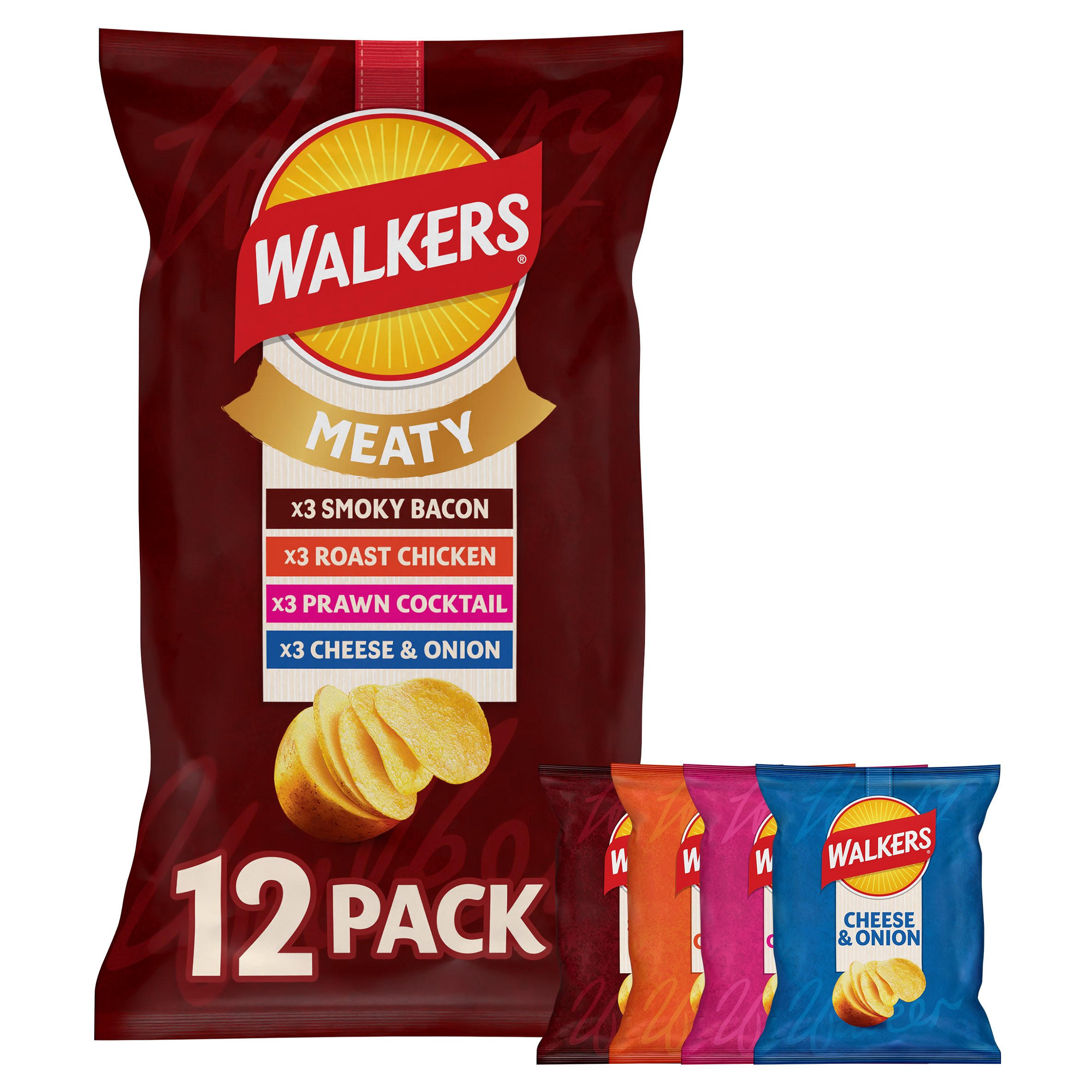 Walkers Meaty Variety Multipack Crisps 12x25g