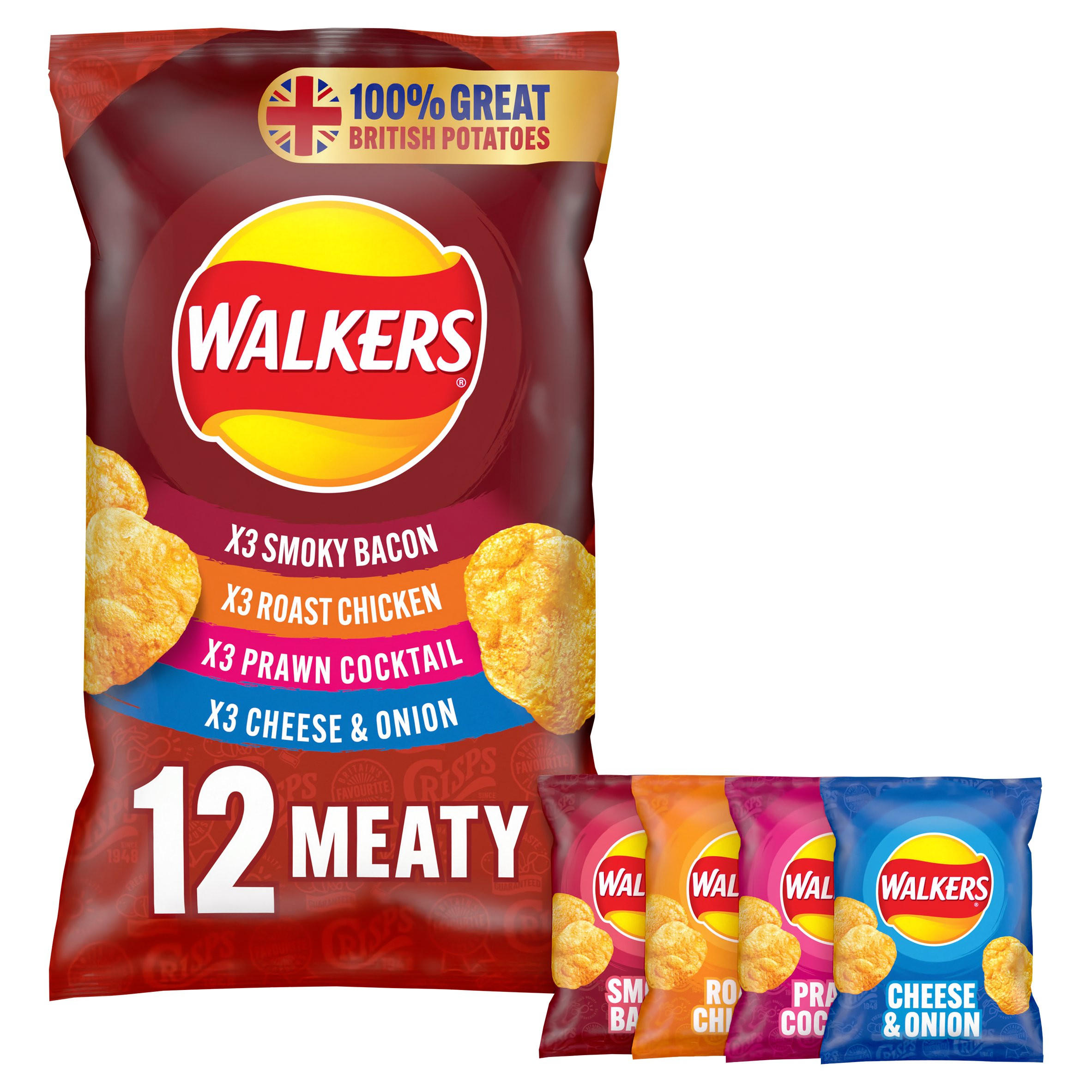 Walkers Meaty Variety Multipack Crisps 12x25g