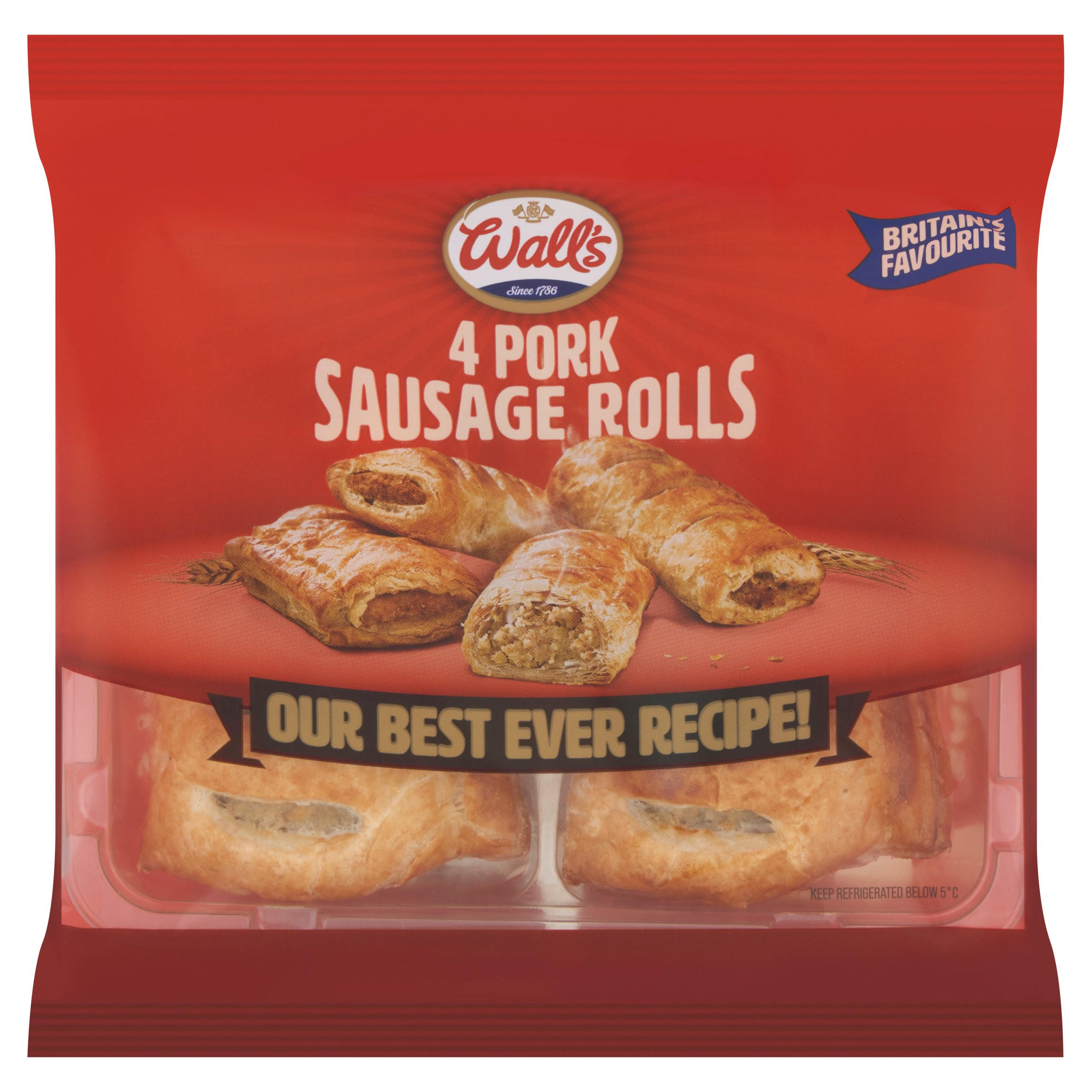 Wall's 4 Pork Sausage Rolls 220g