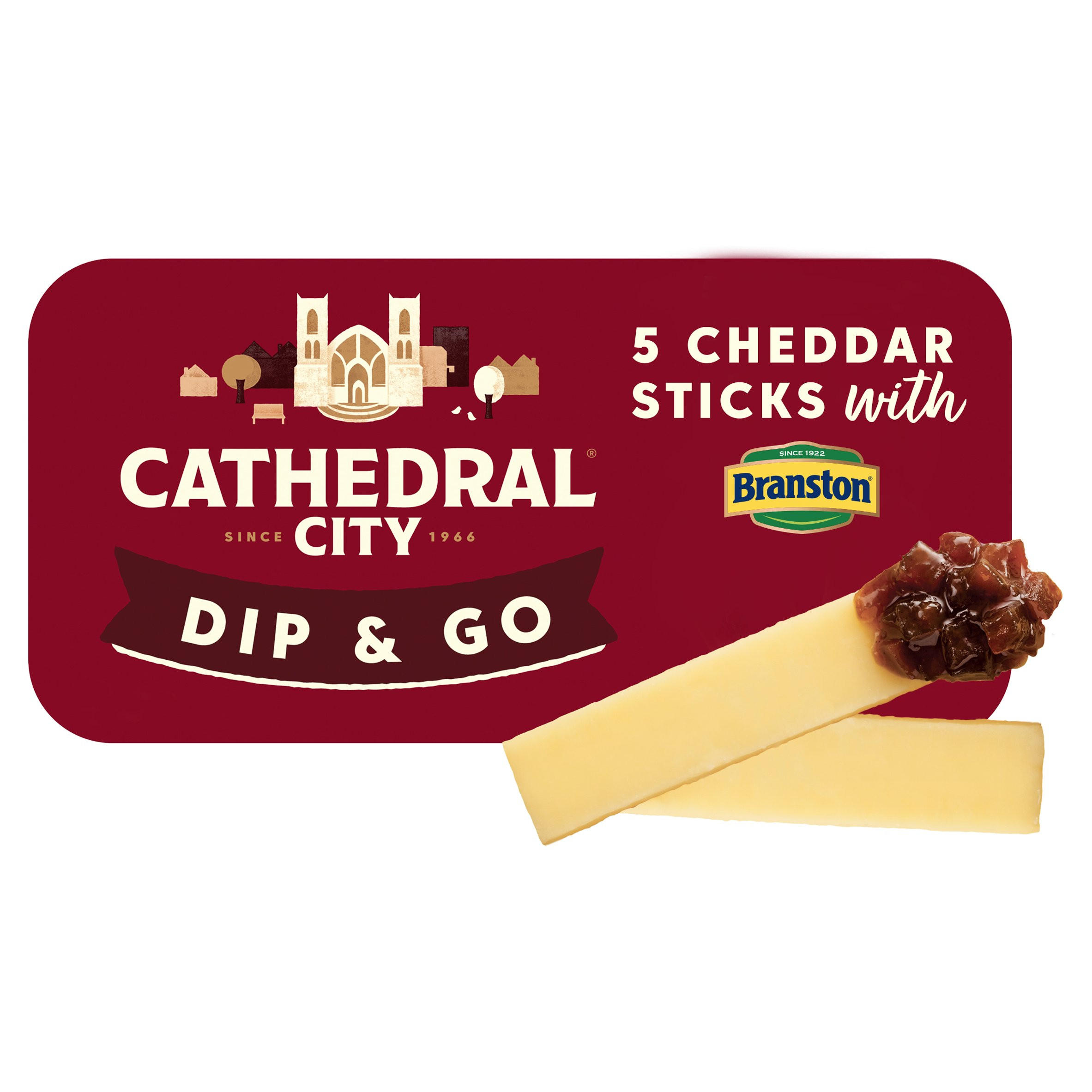 Cathedral City 5 Cheddar Cheese Sticks with Branston Pickle Dip 60g