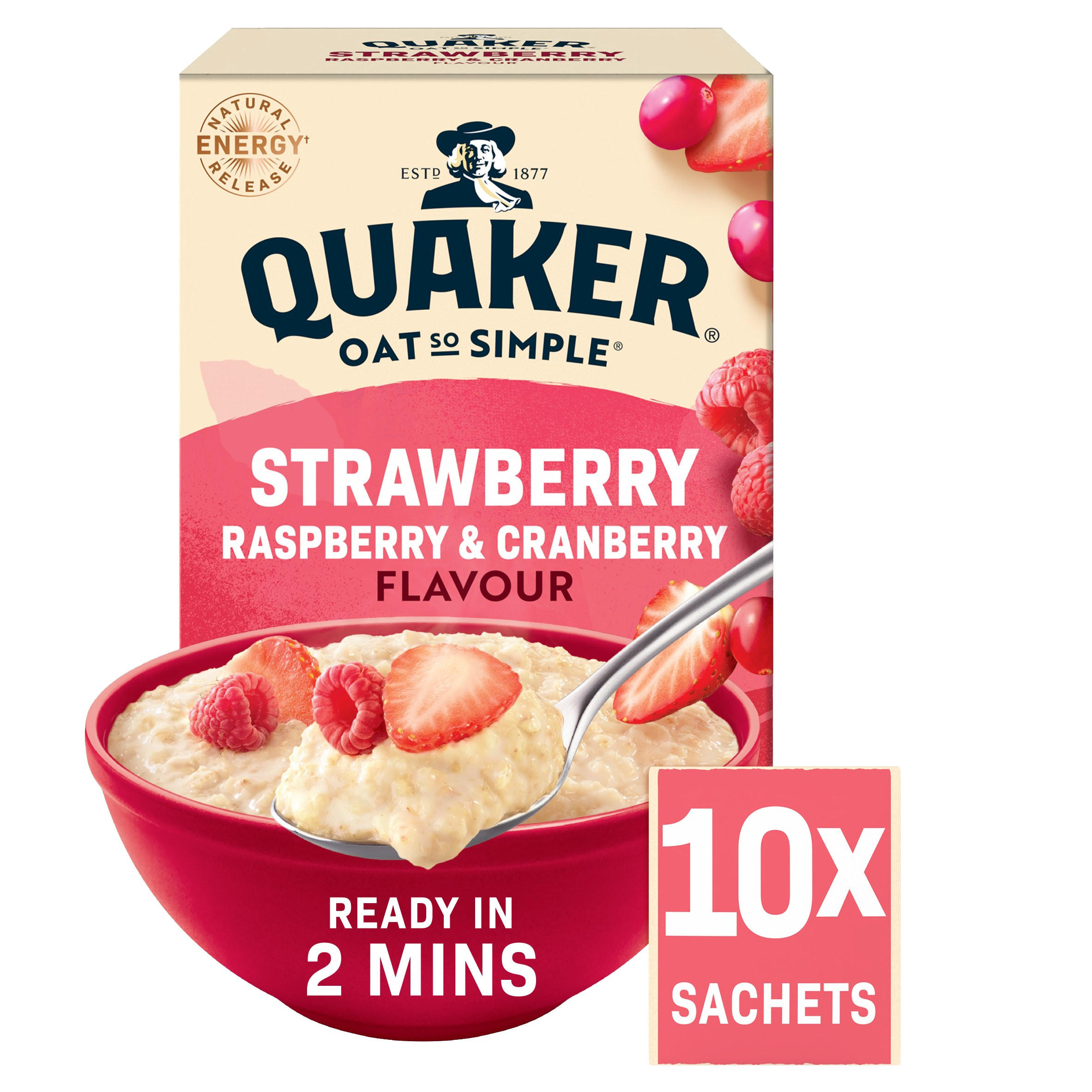 Quaker Oat So Simple Strawberry, Raspberry & Cranberry Porridge Sachets 10x33.9g