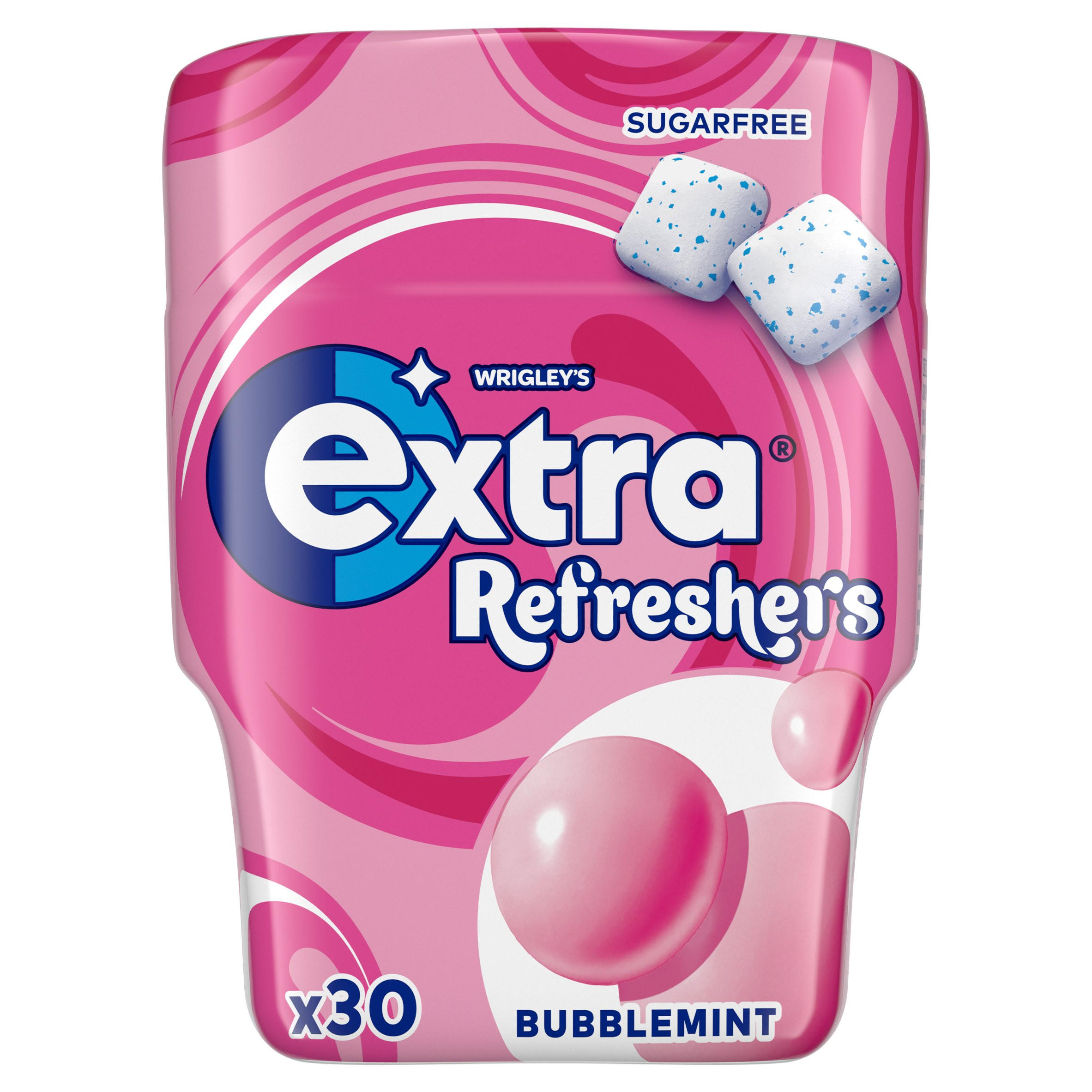 Extra Refreshers Bubblemint Sugar Free Chewing Gum Bottle 30 Pieces