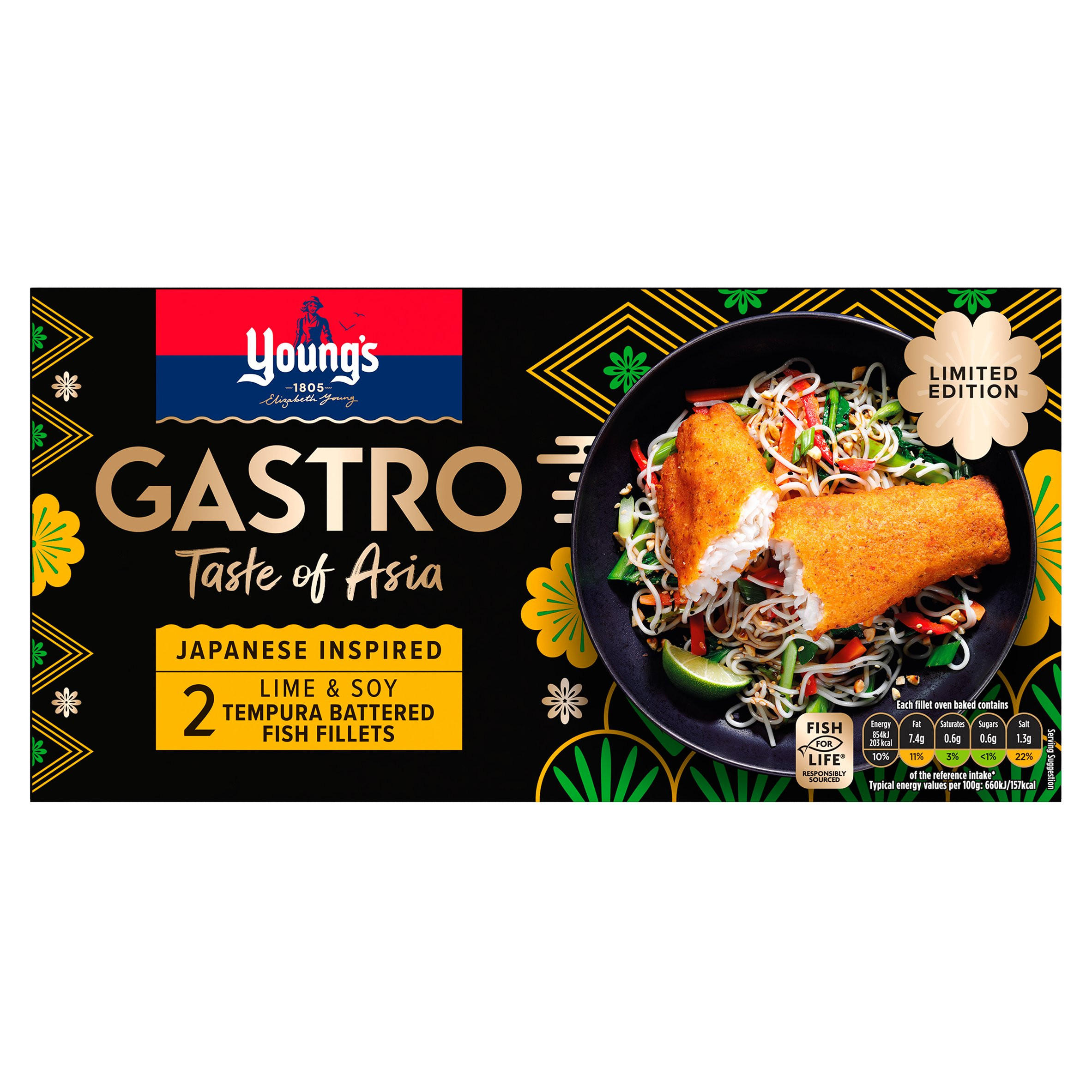 Young's Limited Edition Gastro 2 Lime & Soy Tempura Battered Fish Fillets 270g